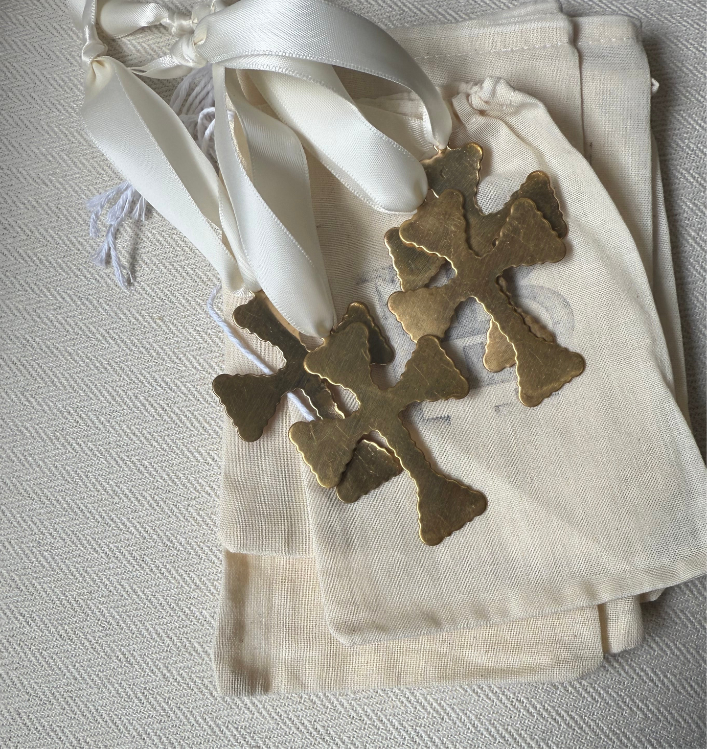 Vintage Bitty Brass Crosses