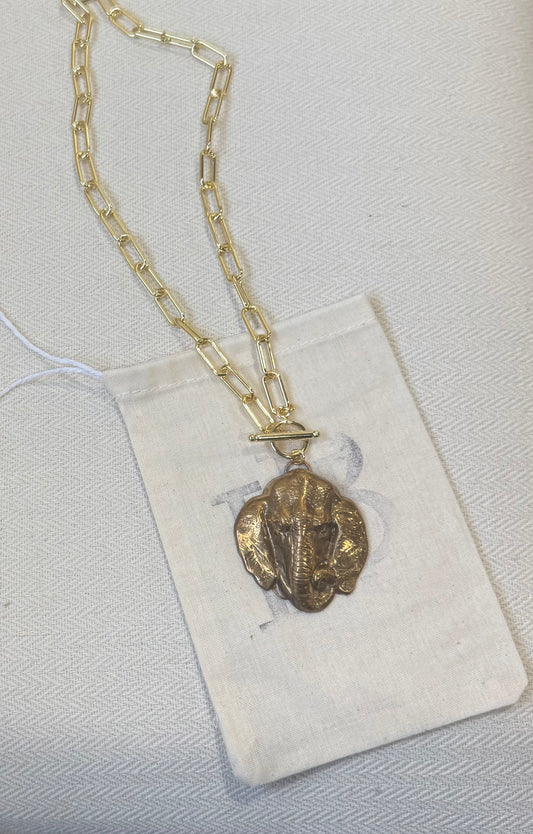Elephant Vintage Coin Necklace