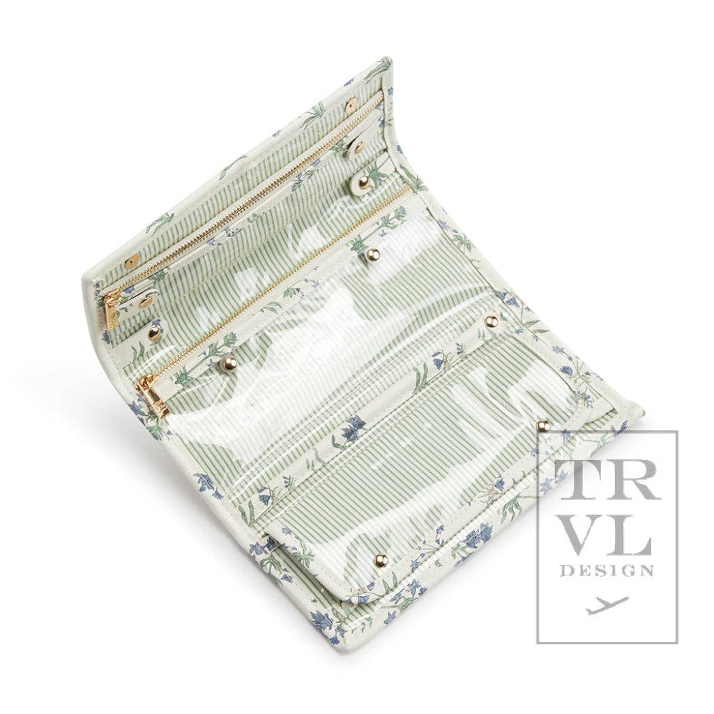 Luxe Jewelry Wallet - Provence With Green Pinstripe Liner