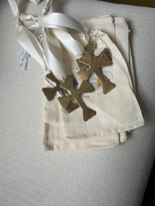 Vintage Bitty Brass Crosses