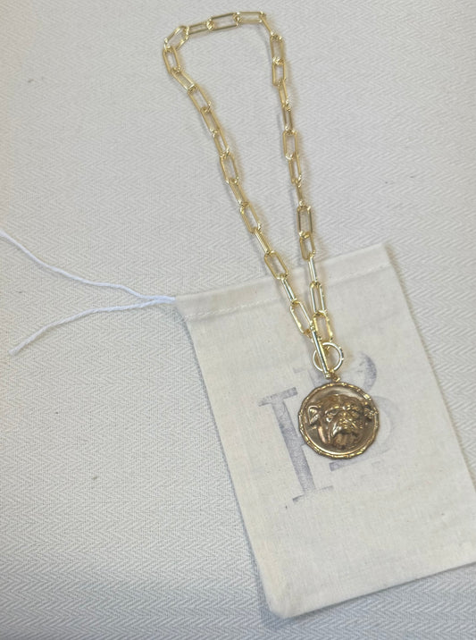 Bulldog Vintage Coin Necklace