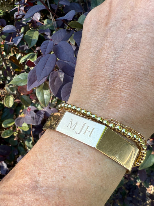 Engraved Purcell Monogram Cuff