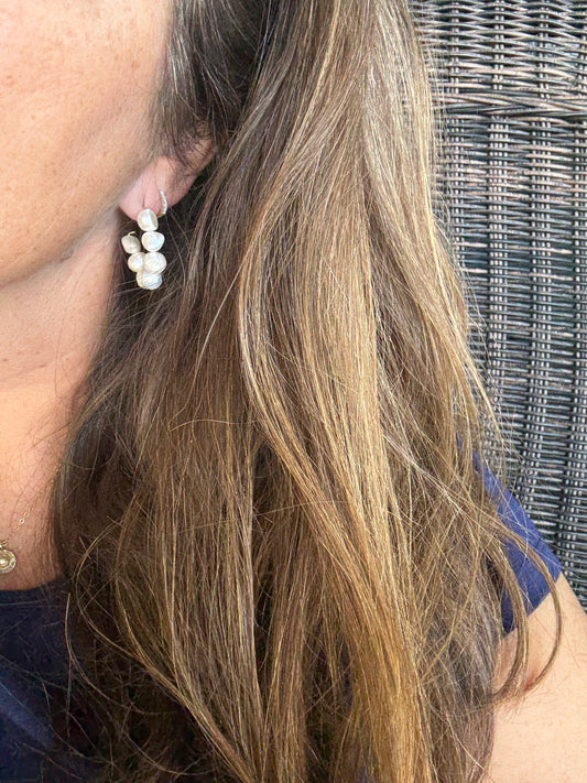 Round Top Pearl Hoops
