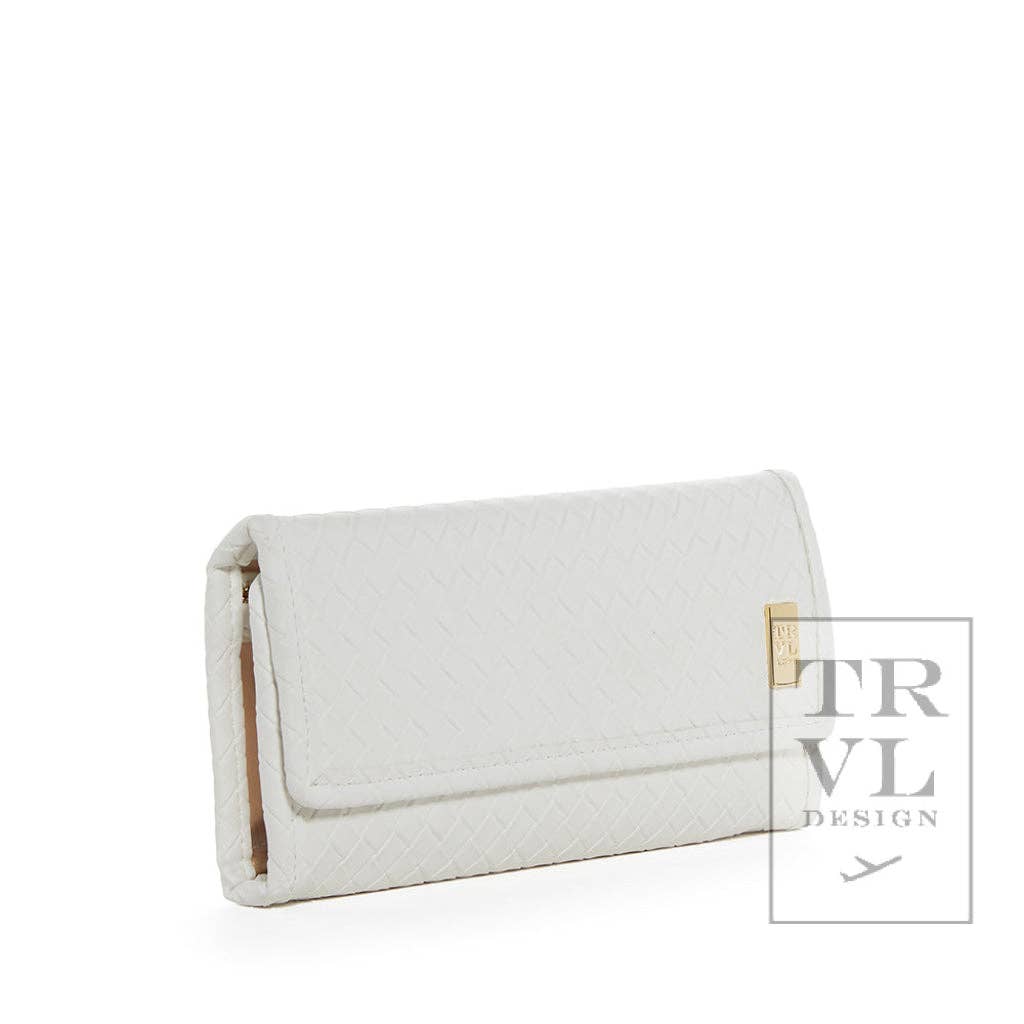 Luxe Bridal Jewelry Wallet - Woven White
