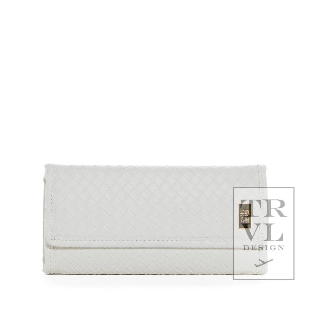 Luxe Bridal Jewelry Wallet - Woven White