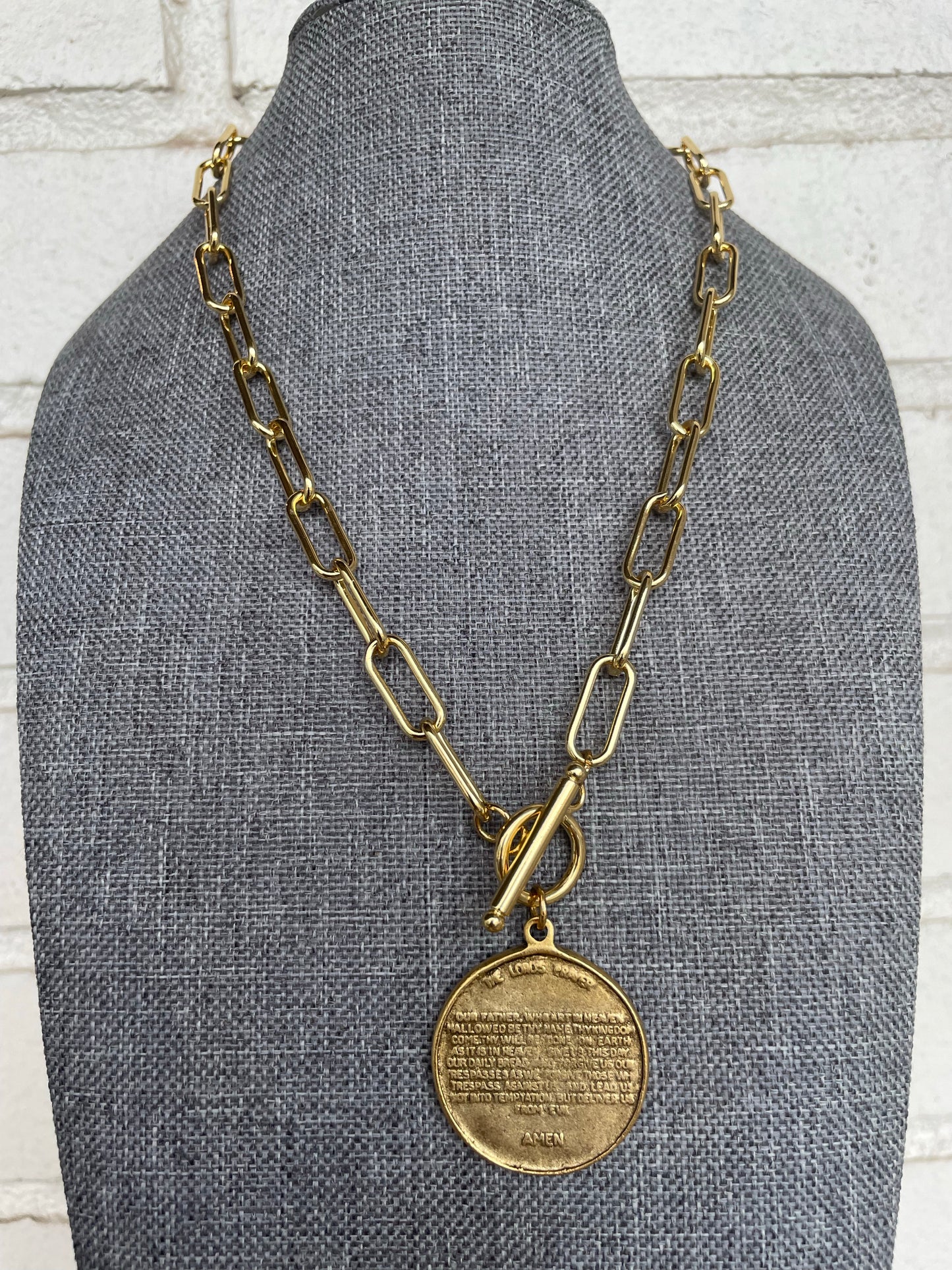 Lord’s Prayer Charm Necklace | 24k Gold Plated