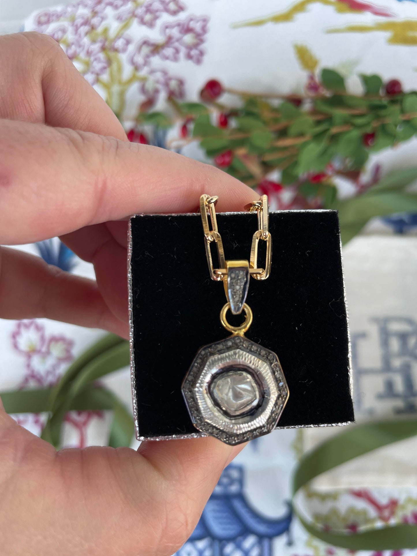 Rough Cut Diamond & Pave Necklace