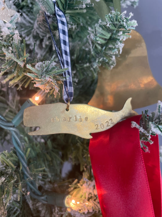 Whale Ornament | Stamped Brass
