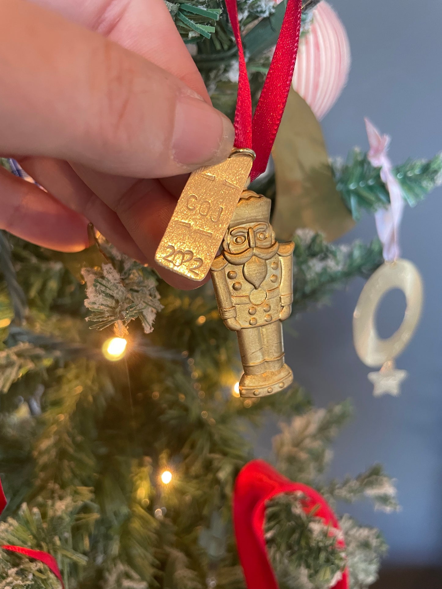 Vintage Nutcracker Ornament | Stamped Brass
