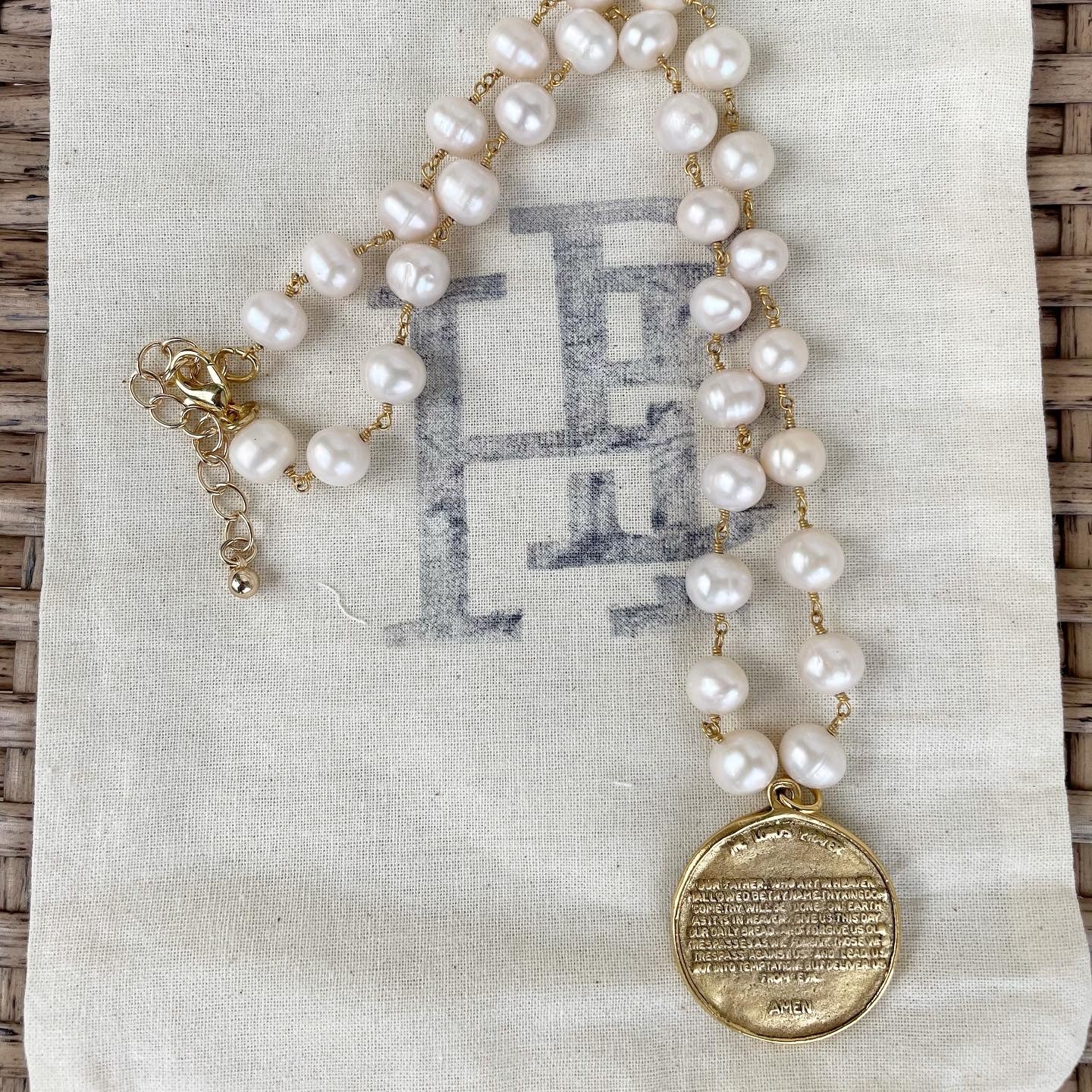 Freshwater Pearls + The Lord’s Prayer Necklace