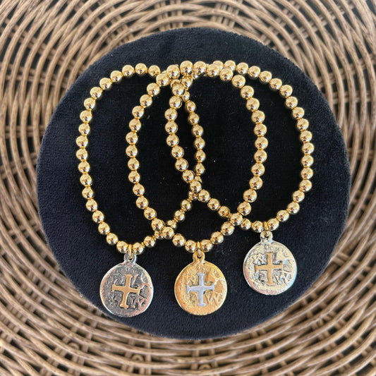 Gold filled Bracelets with mixed metal charm