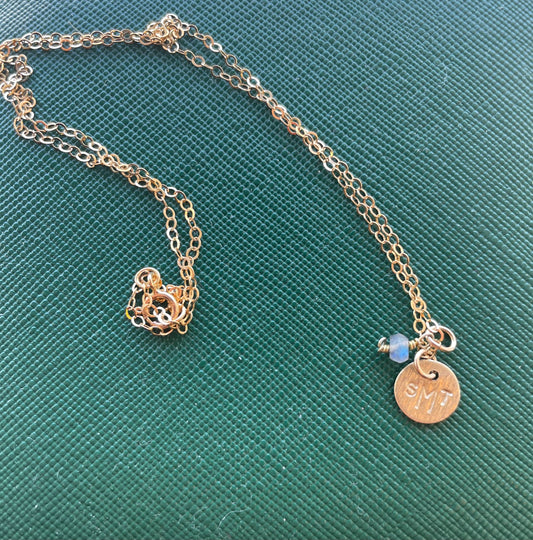 Monogram Stamped Charm Necklace