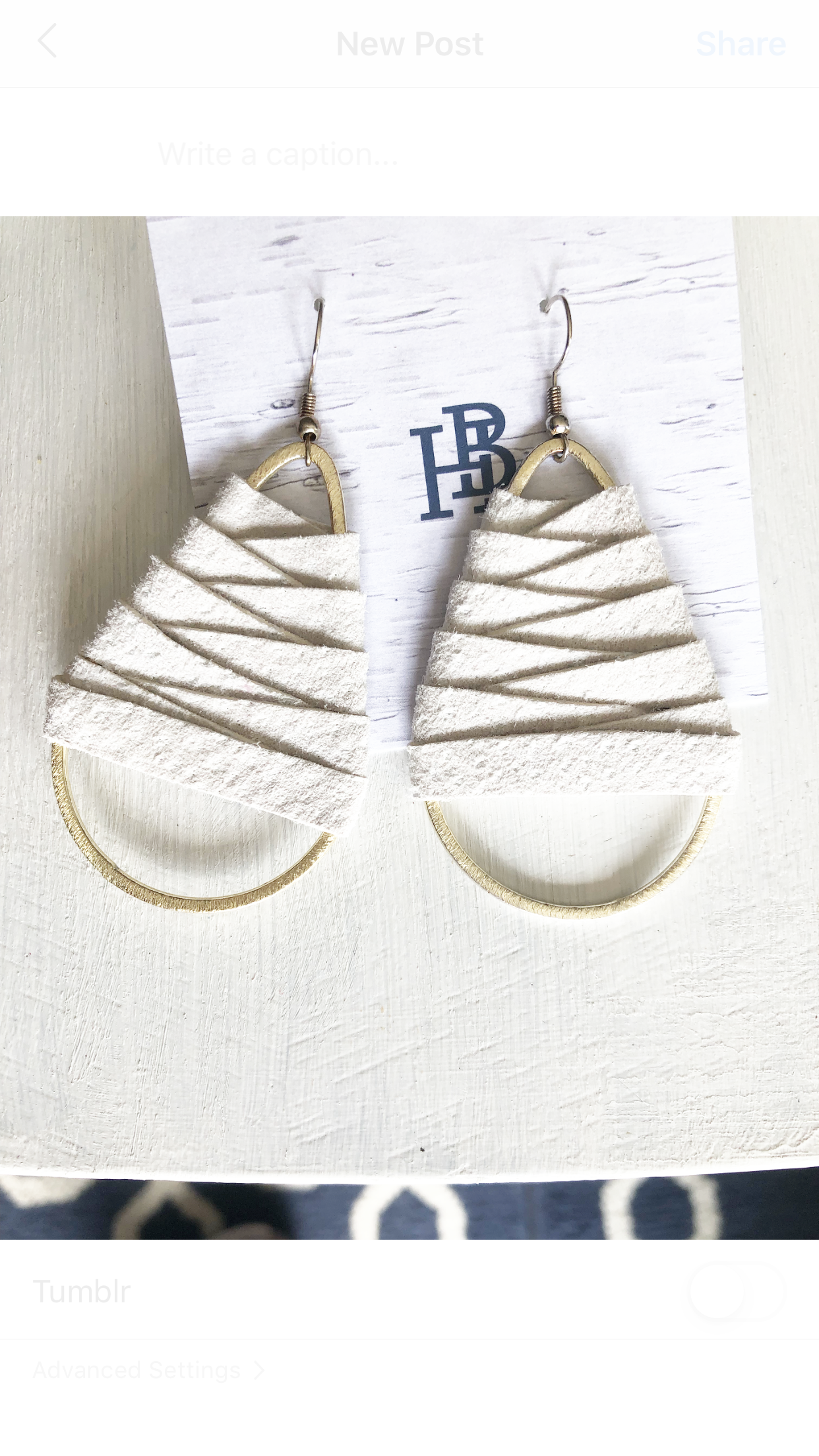 Estelle Tear-drop Earrings | Ivory Leather Wrap