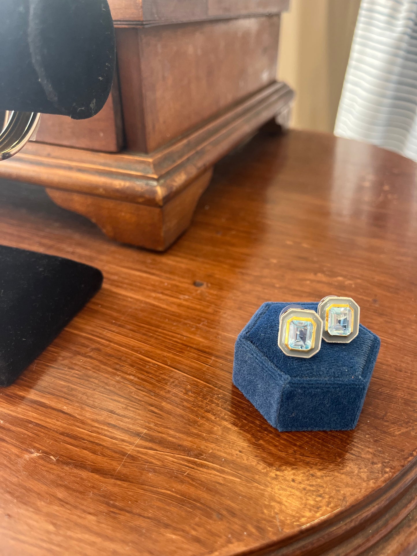 Blue Topaz Earrings with Enamel