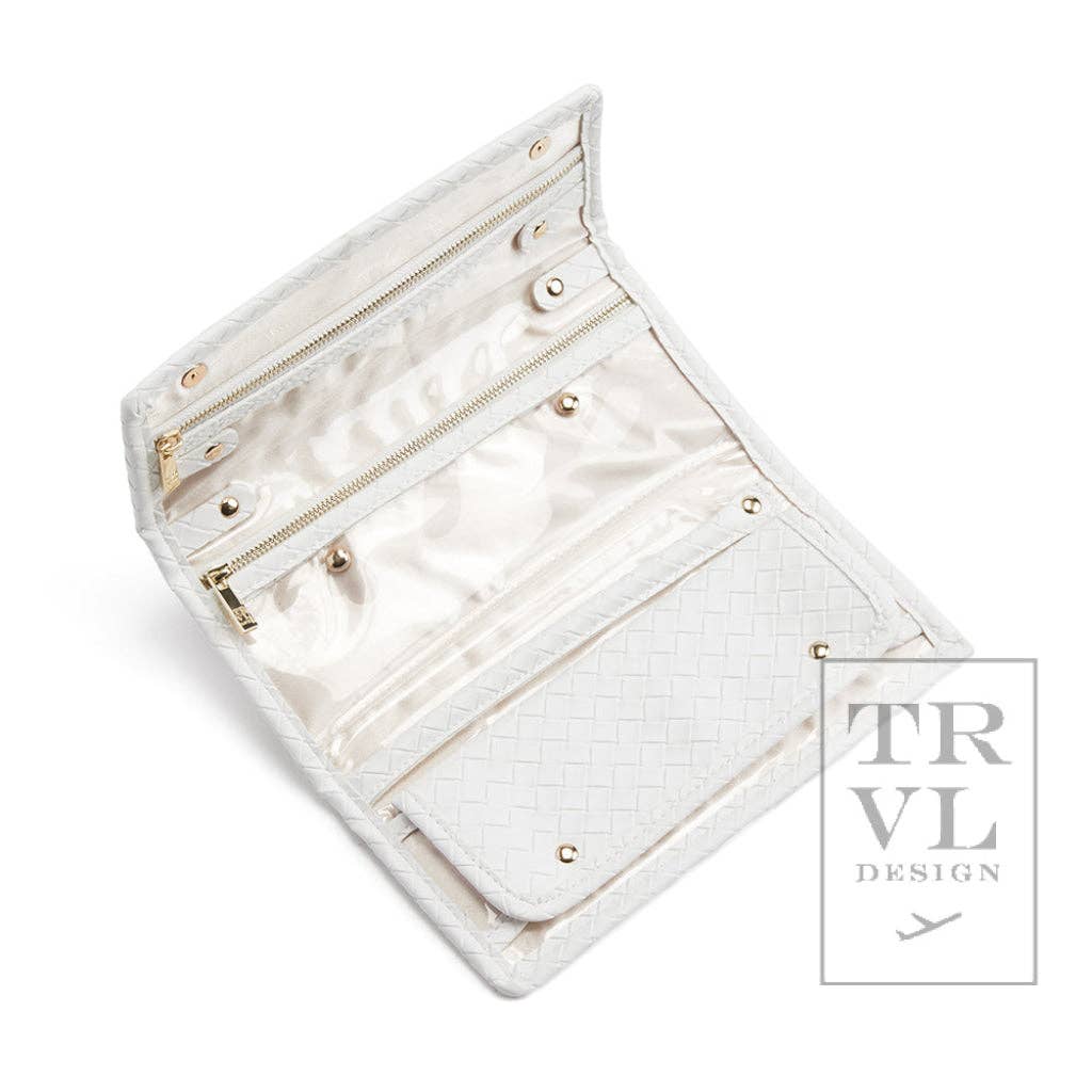 Luxe Bridal Jewelry Wallet -  Woven White