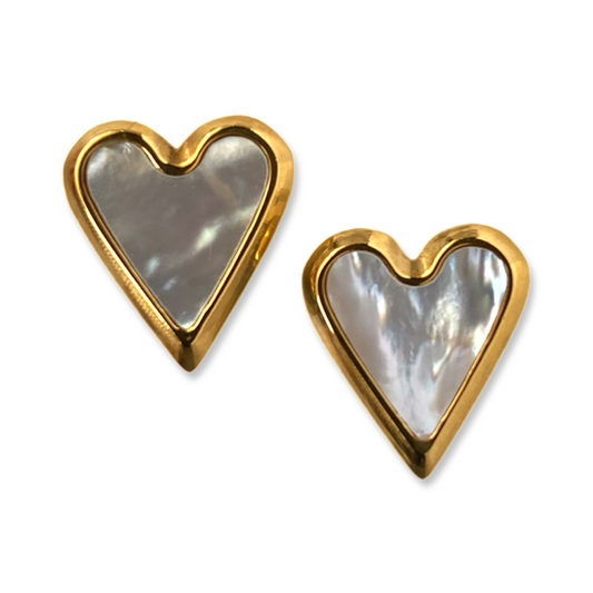 Mother of Pearl Heart Studs