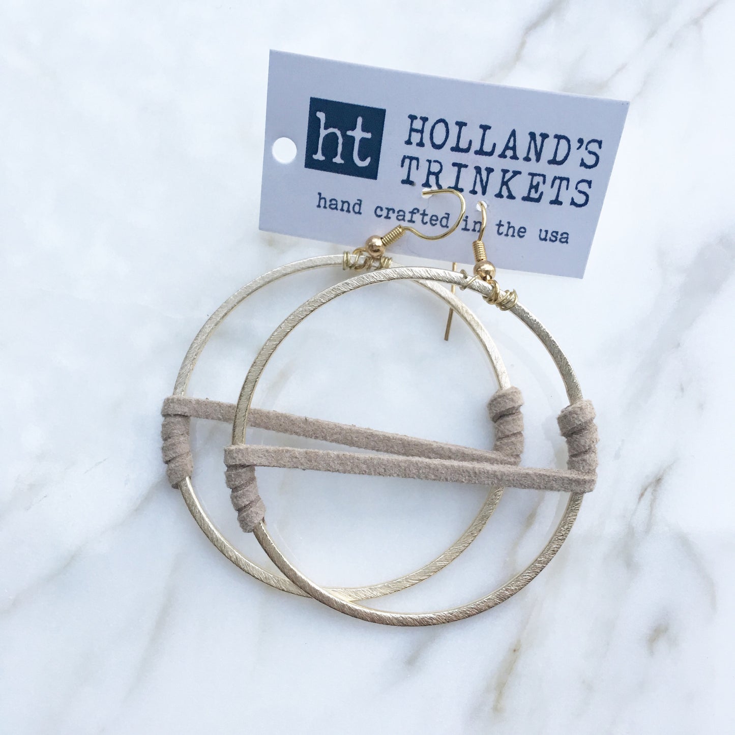 Suede Wrapped Hoops (taupe)