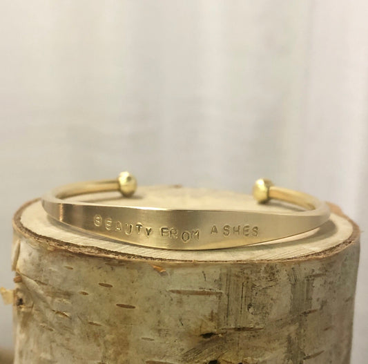“Beauty from Ashes” | Stamped Birch Cuff