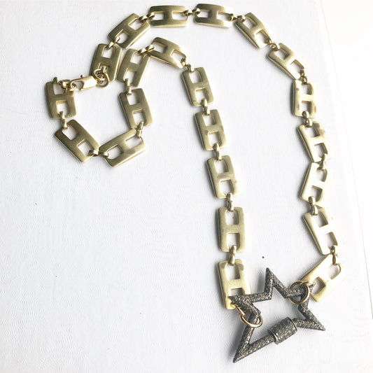 Pave Star lock Necklace