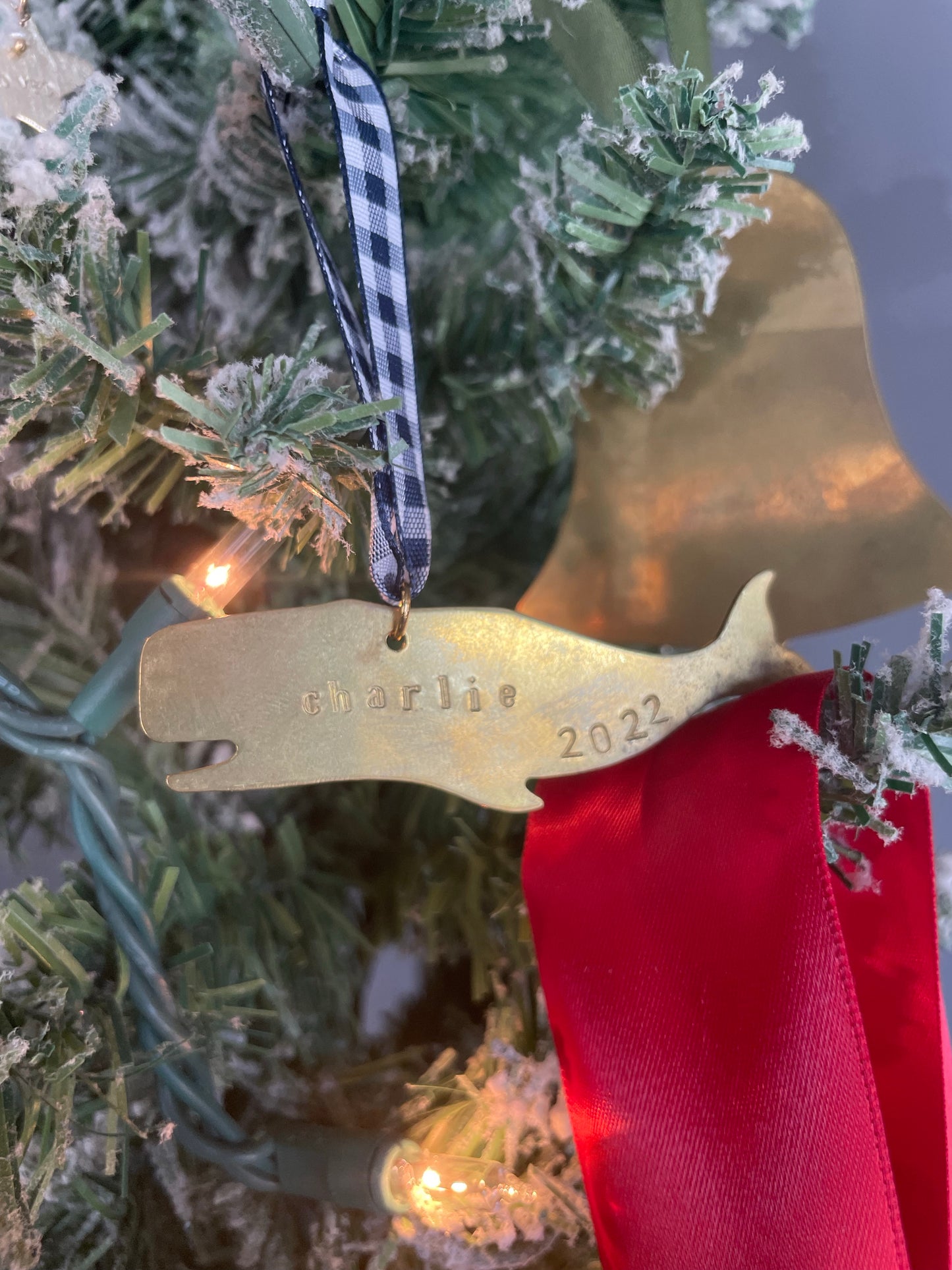 Whale Ornament | Stamped Brass
