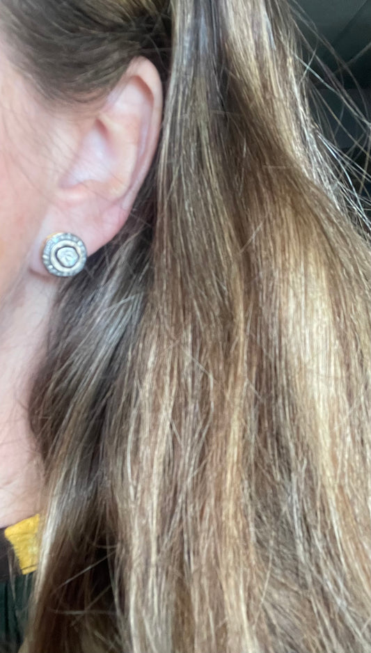 Rough Cut & Pave Diamond Earrings
