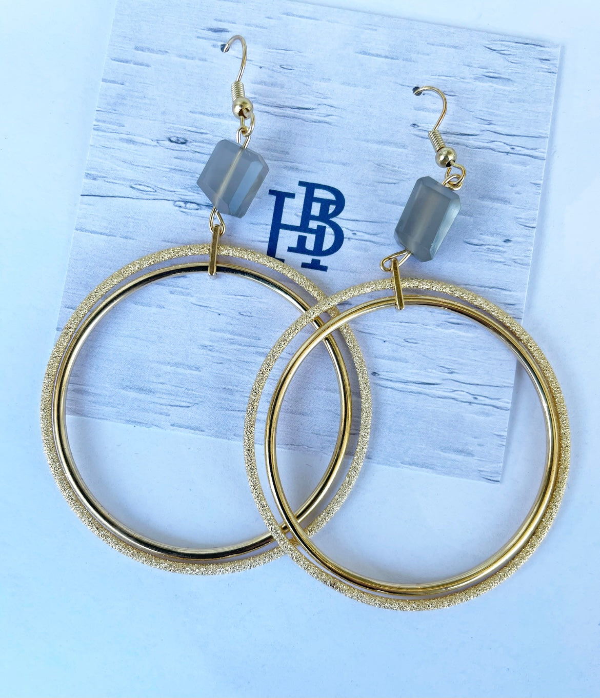 Double Hoops + Labradorite Earrings