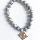 Picasso Matte Beads with Celtic Cross Bracelet
