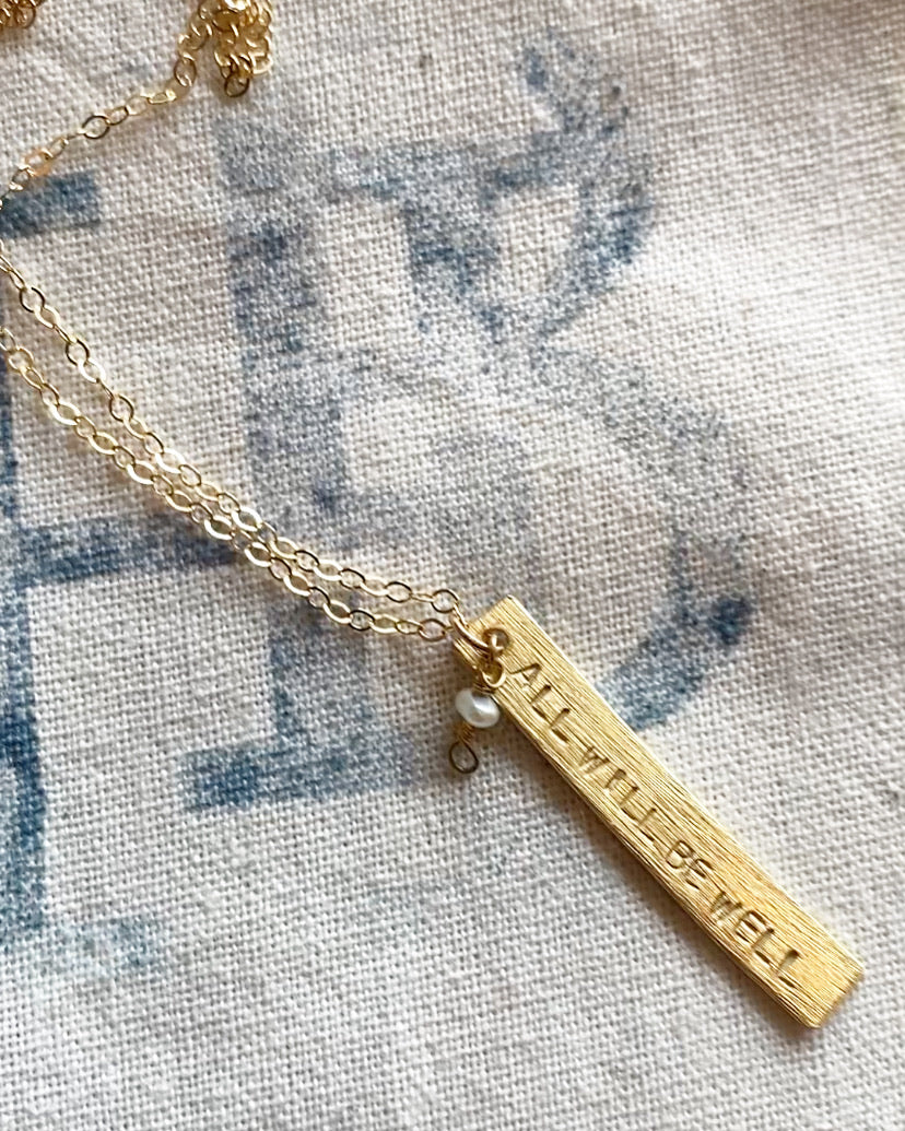 “All Will Be Well” | Bar Stamped Necklace